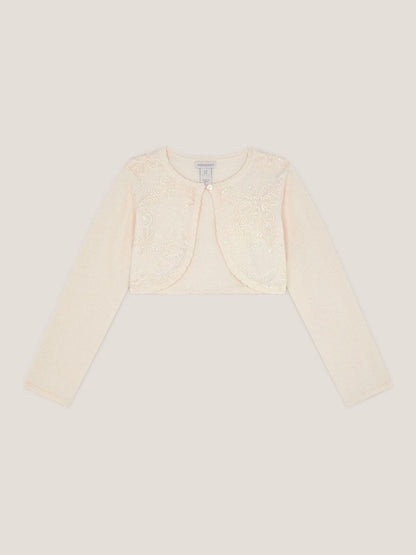 Monsoon White Sequin Flower Embellished Cardigan image 2