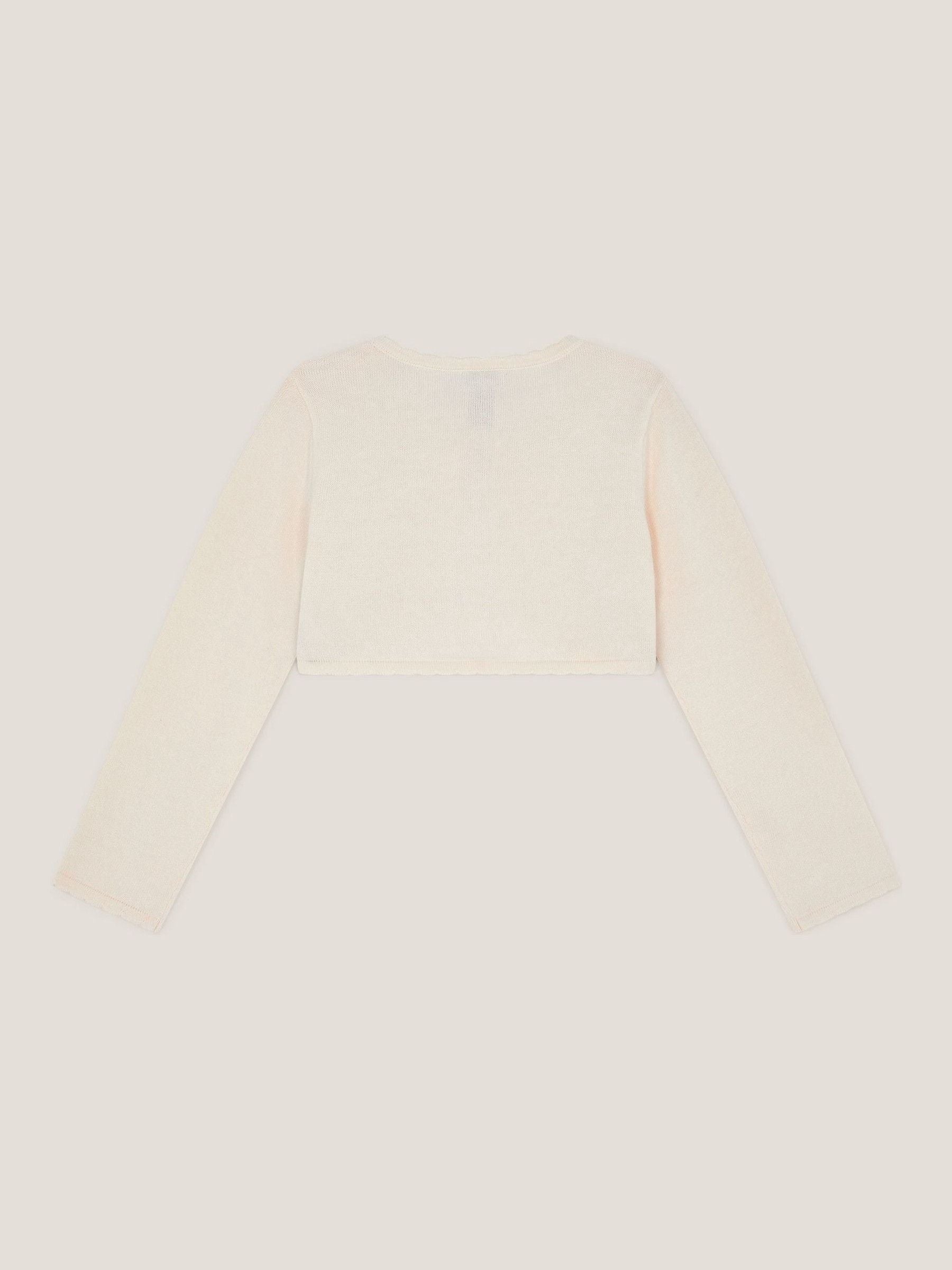 Monsoon White Sequin Flower Embellished Cardigan image 4