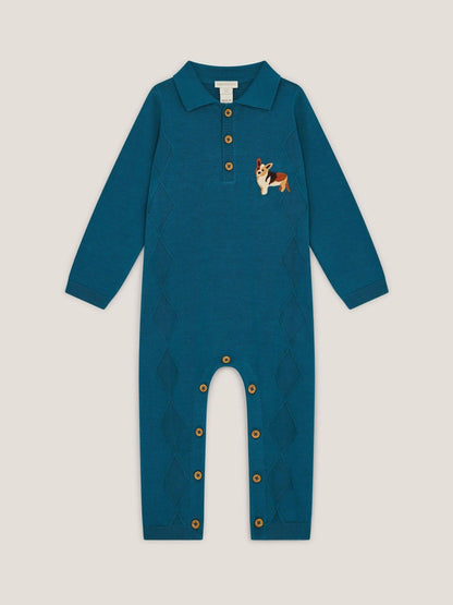 Monsoon Blue Newborn Dog Knit Romper image 1