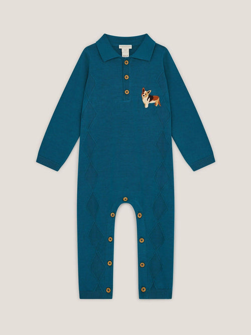 Monsoon Blue Newborn Dog Knit Romper image 1