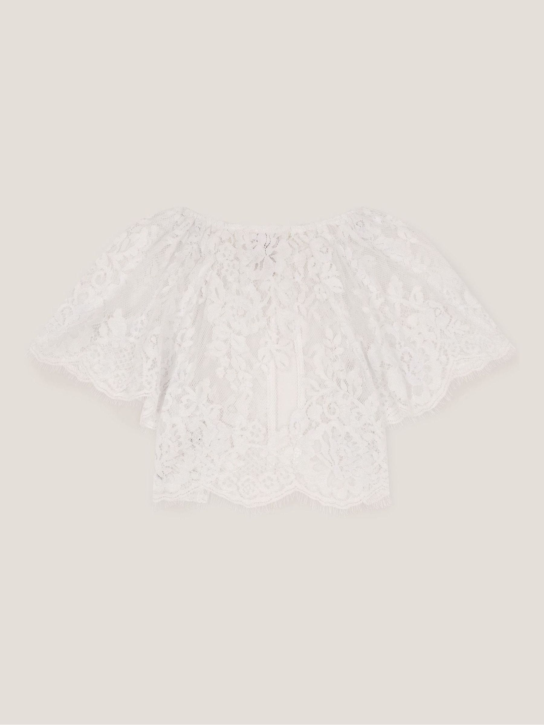 Monsoon White Communion Lola Lace Short Sleeve Cover Up image 2