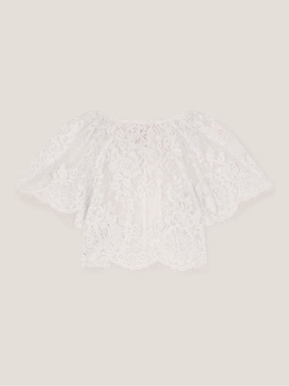 Monsoon White Communion Lola Lace Short Sleeve Cover Up image 2