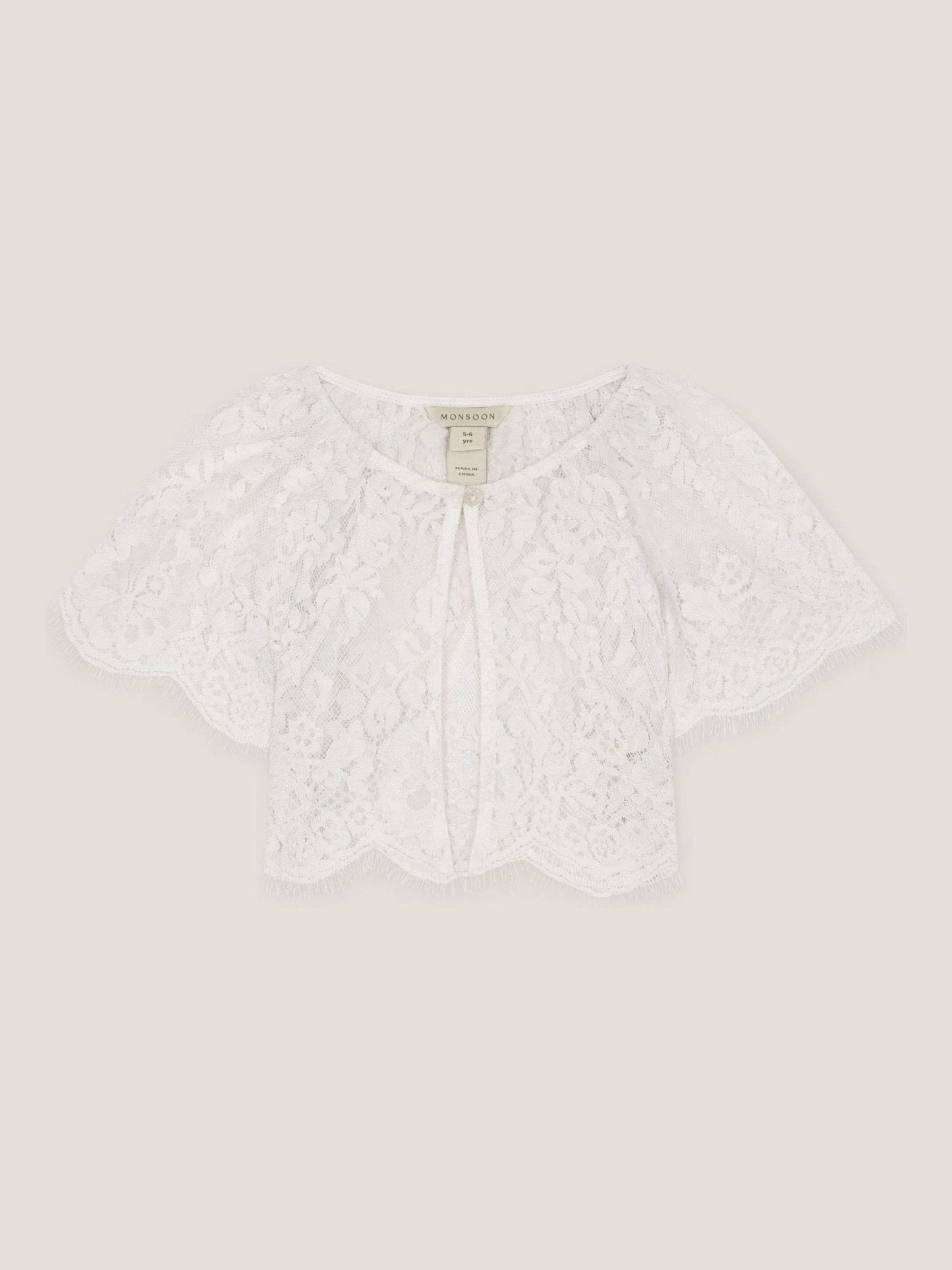 Monsoon White Communion Lola Lace Short Sleeve Cover Up image 1