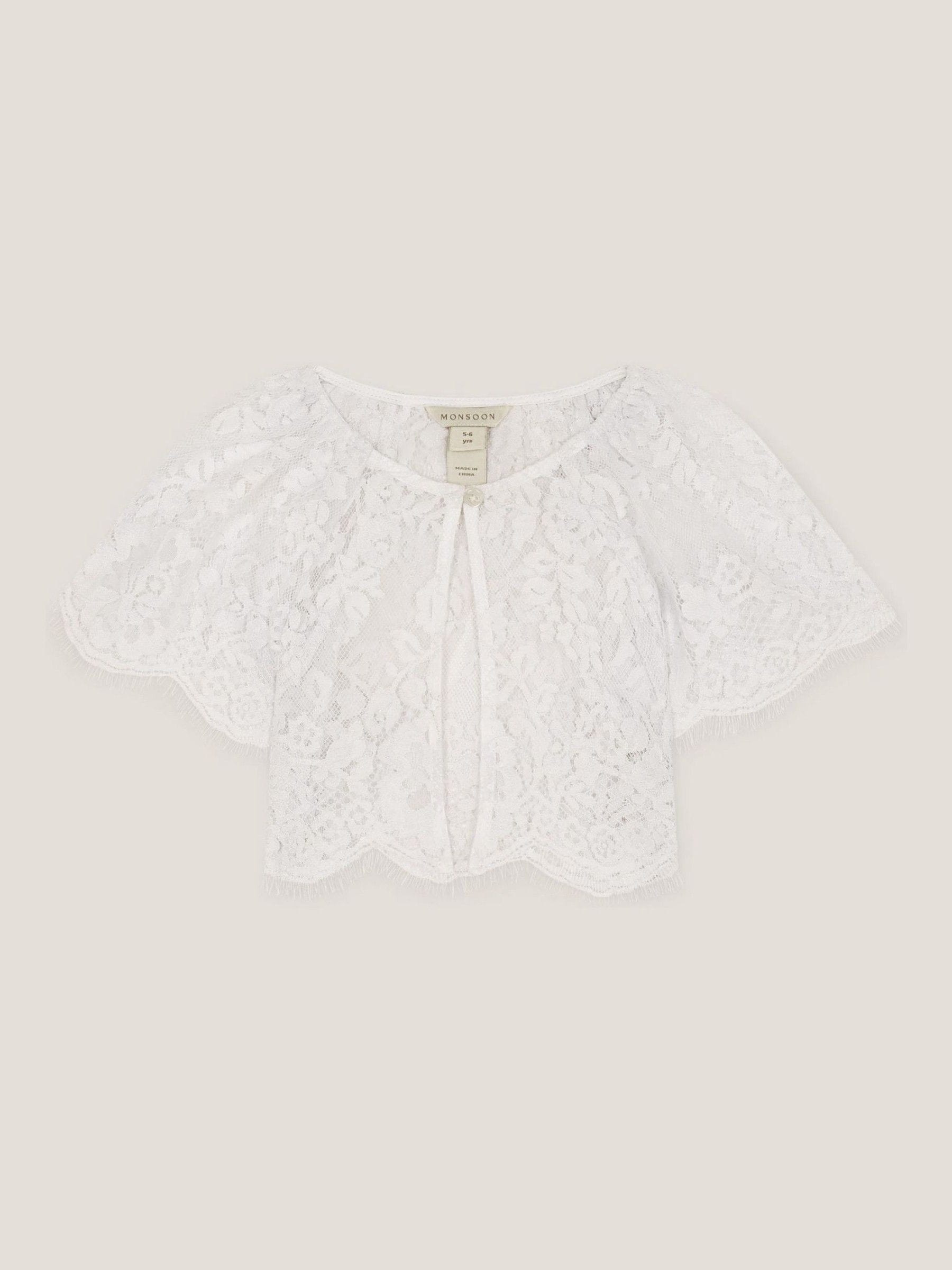 Monsoon White Communion Lola Lace Short Sleeve Cover Up image 1