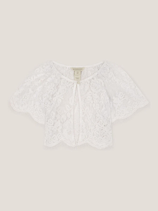 Monsoon White Communion Lola Lace Short Sleeve Cover Up image 1