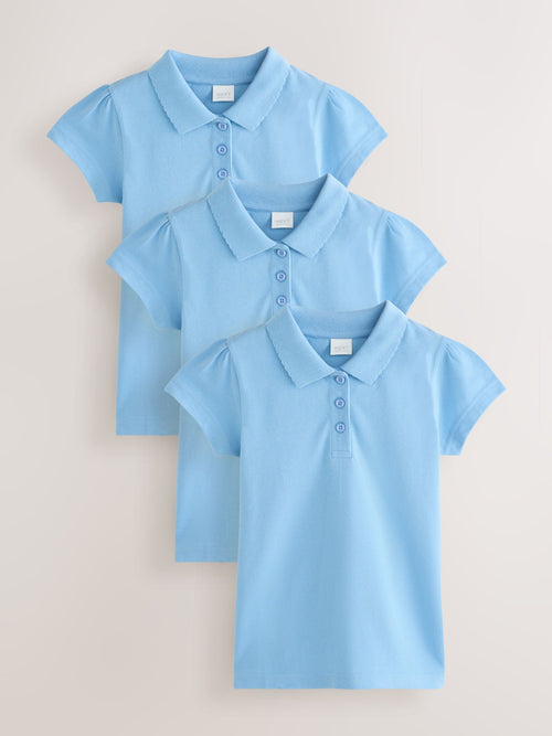 Dsiney Kidz - Blue Girls Cotton Short Sleeve Polo Shirt 3 Pack (3-16yrs) image 1