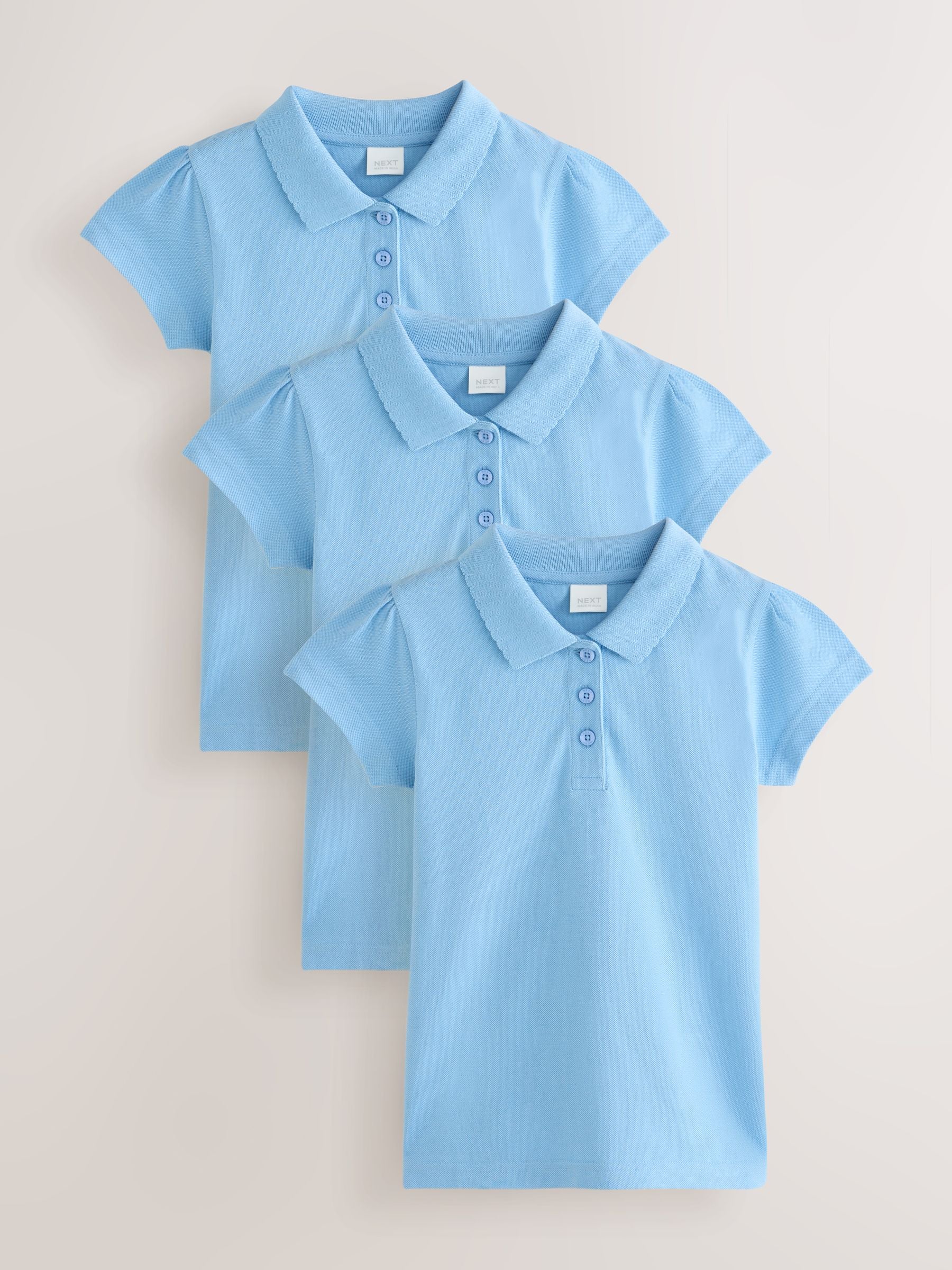 Dsiney Kidz - Blue Girls Cotton Short Sleeve Polo Shirt 3 Pack (3-16yrs) image 1