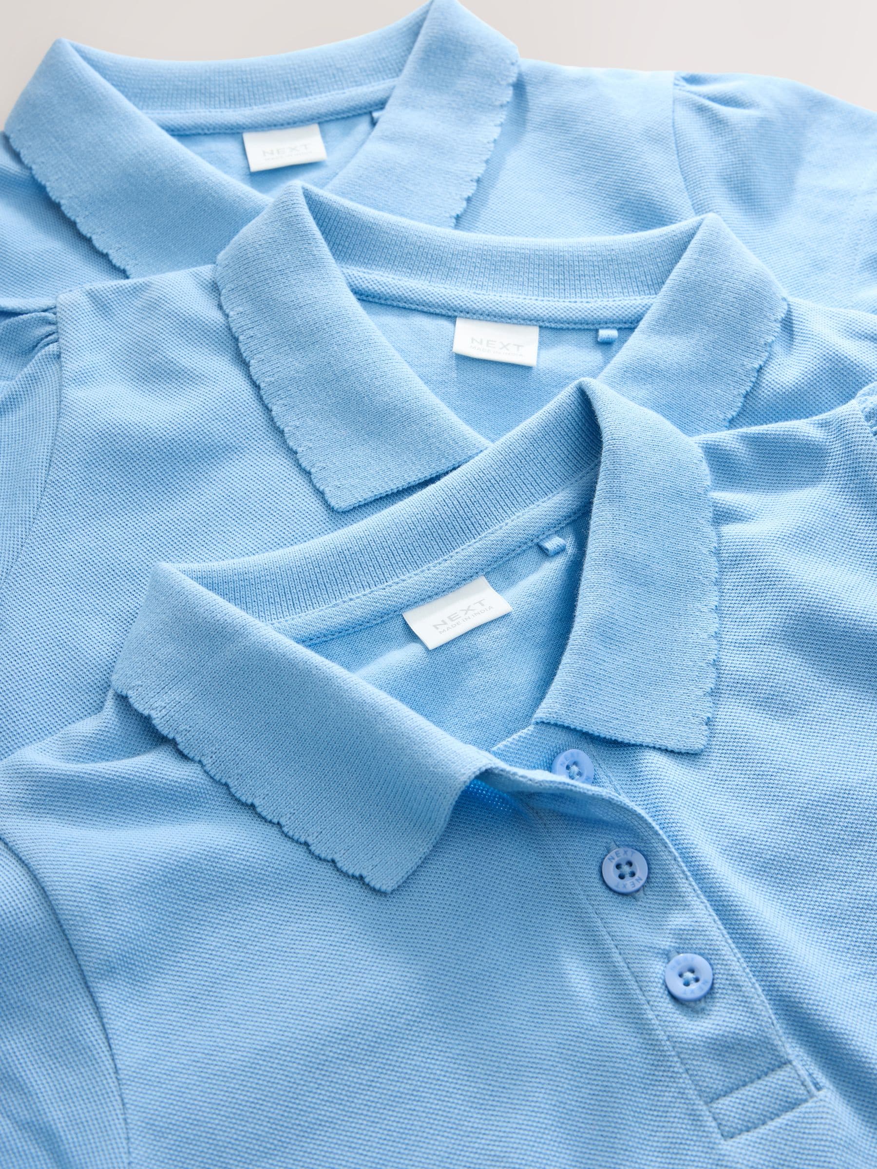 Dsiney Kidz - Blue Girls Cotton Short Sleeve Polo Shirt 3 Pack (3-16yrs) image 6
