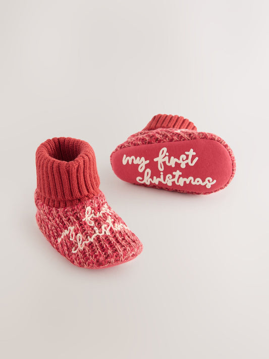 Dsiney Kidz - Red My First Christmas Baby Sock Top Boot Shoes (0-18mths) image 1