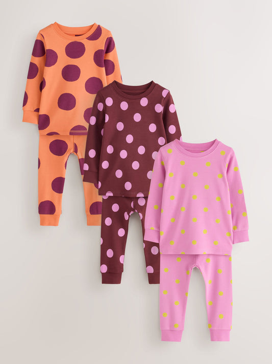 Purple and Orange Spot Snuggle Pyjamas 3 Pack (9mths-12yrs) - image 1
