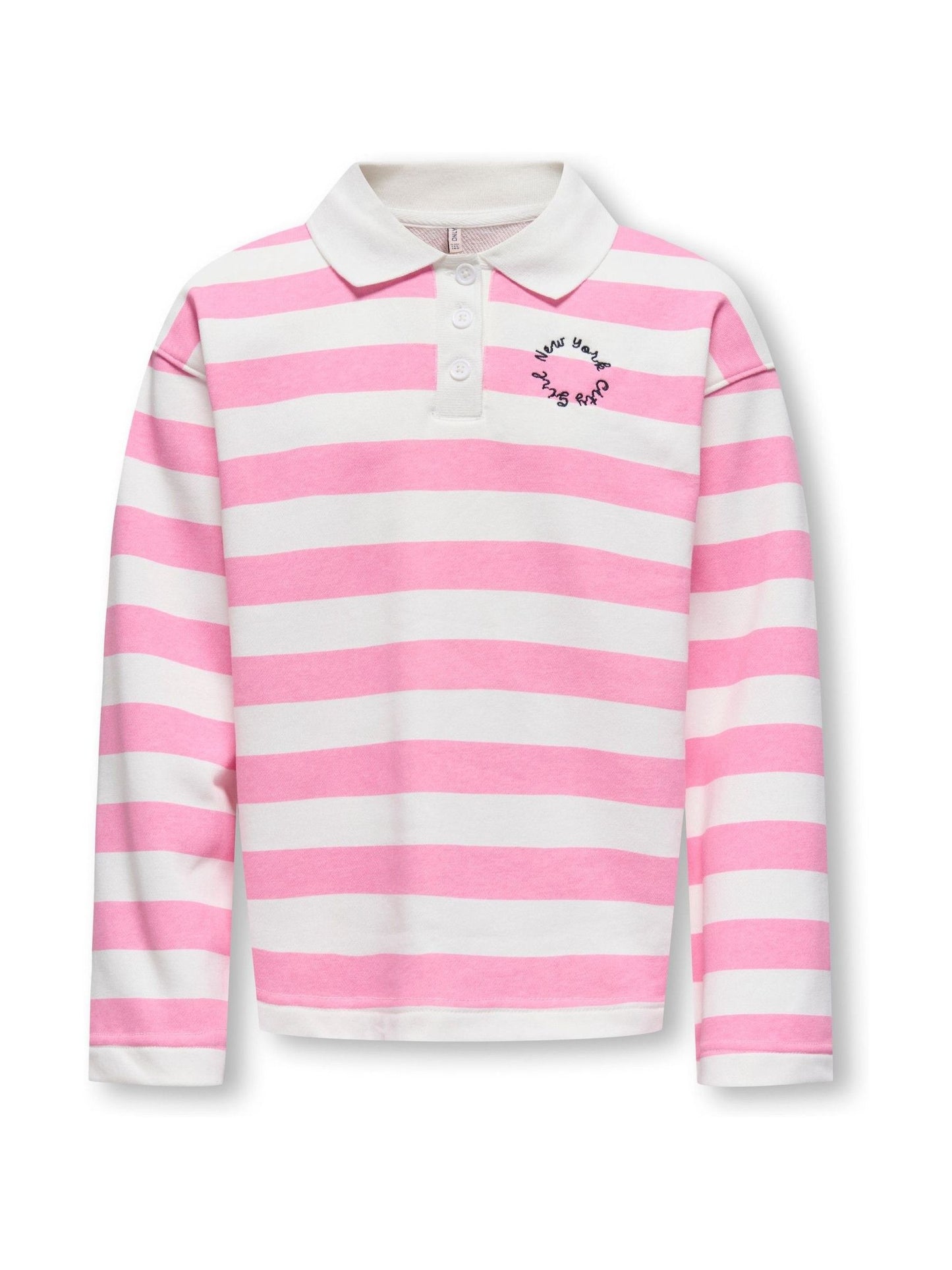 Dsiney Kidz - ONLY KIDS Pink Long Sleeve Striped Polo Sweatshirt image 2