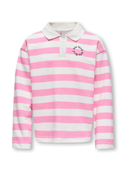 Dsiney Kidz - ONLY KIDS Pink Long Sleeve Striped Polo Sweatshirt image 2