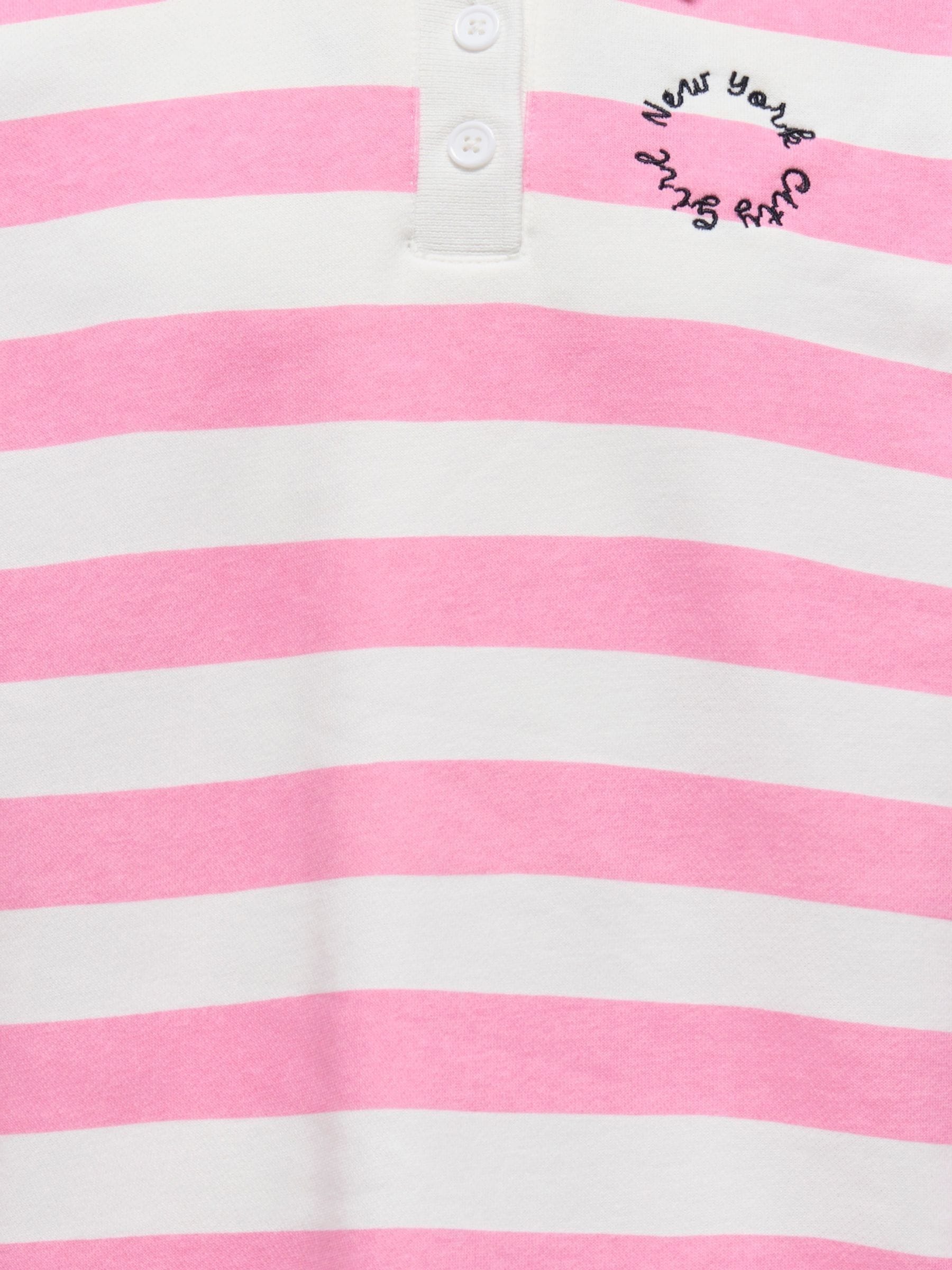 Dsiney Kidz - ONLY KIDS Pink Long Sleeve Striped Polo Sweatshirt image 4