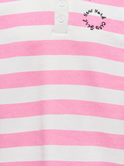 Dsiney Kidz - ONLY KIDS Pink Long Sleeve Striped Polo Sweatshirt image 4