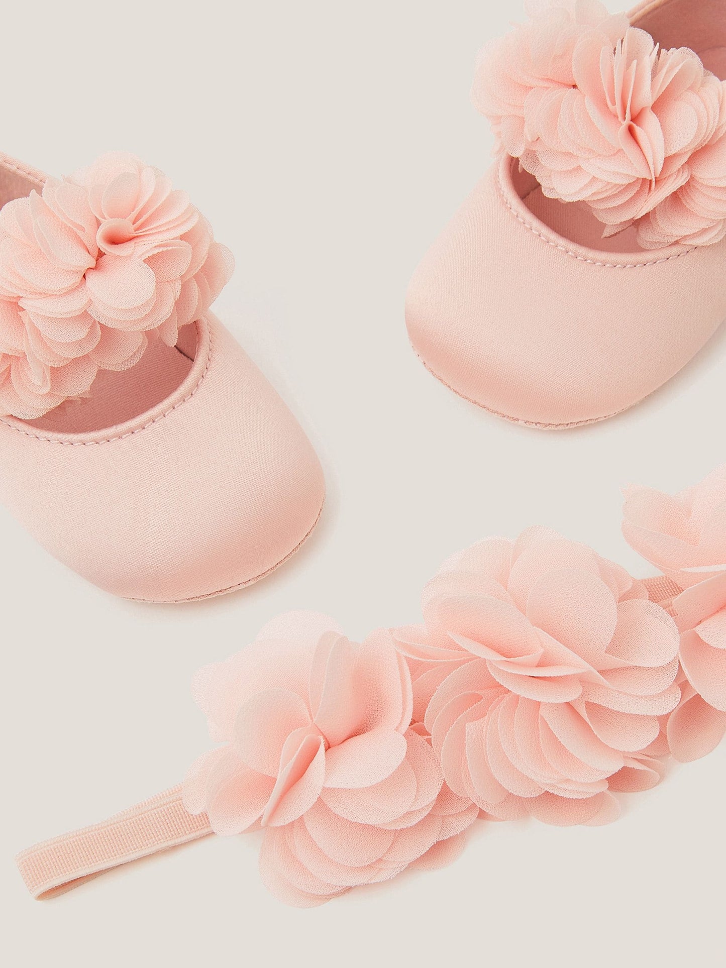 Monsoon Pink Baby Corsage Booties & Headband Set image 3