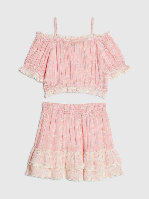 Dsiney Kidz - River Island Pink Shell Puff Sleeve Top & Rara Skirt Set image 1