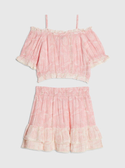 Dsiney Kidz - River Island Pink Shell Puff Sleeve Top & Rara Skirt Set image 1