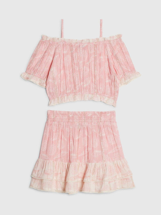 Dsiney Kidz - River Island Pink Shell Puff Sleeve Top & Rara Skirt Set image 2