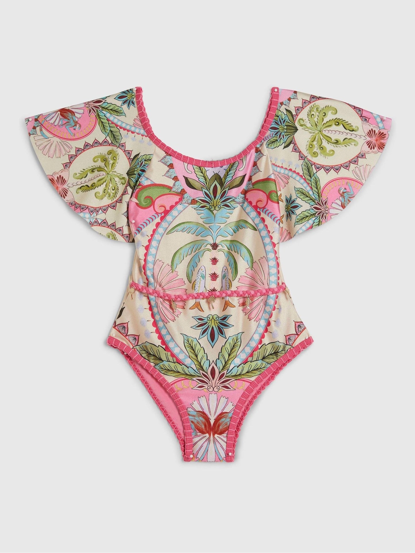 Dsiney Kidz - River Island Pink All Over Palm Print Swimsuit image 1