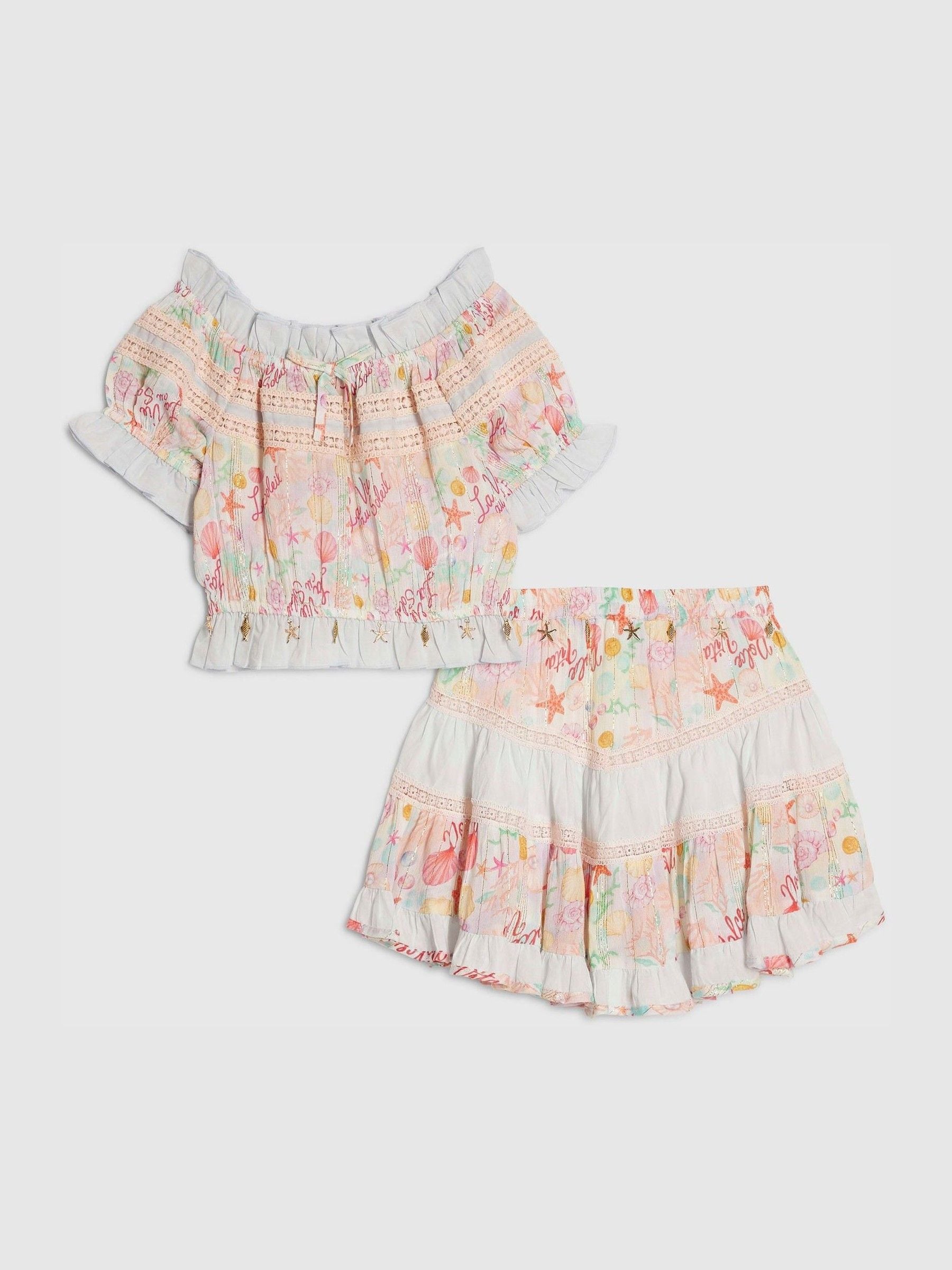 Dsiney Kidz - River Island White Under The Sea Frill Top & Rara Skirt Set image 1