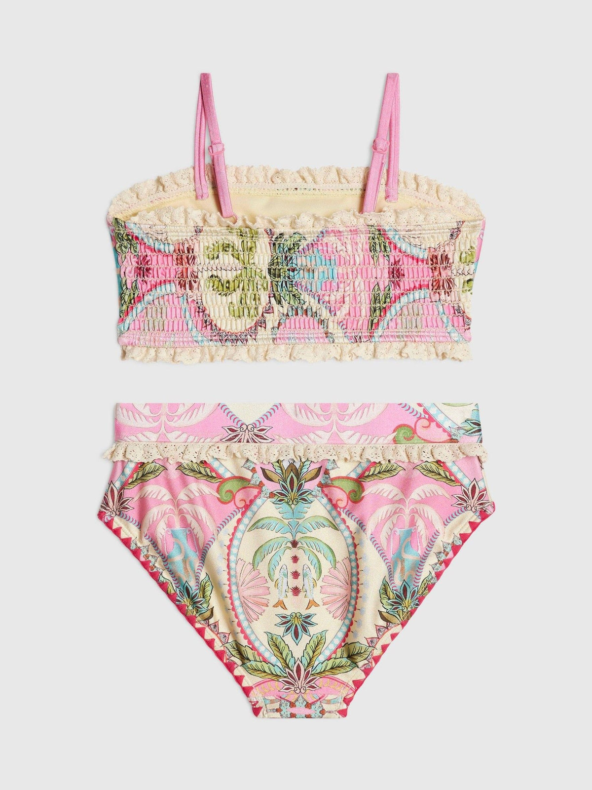 Dsiney Kidz - River Island Pink All Over Palm Print Square Neck Bikini image 2