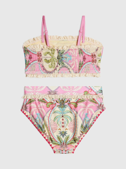 Dsiney Kidz - River Island Pink All Over Palm Print Square Neck Bikini image 2