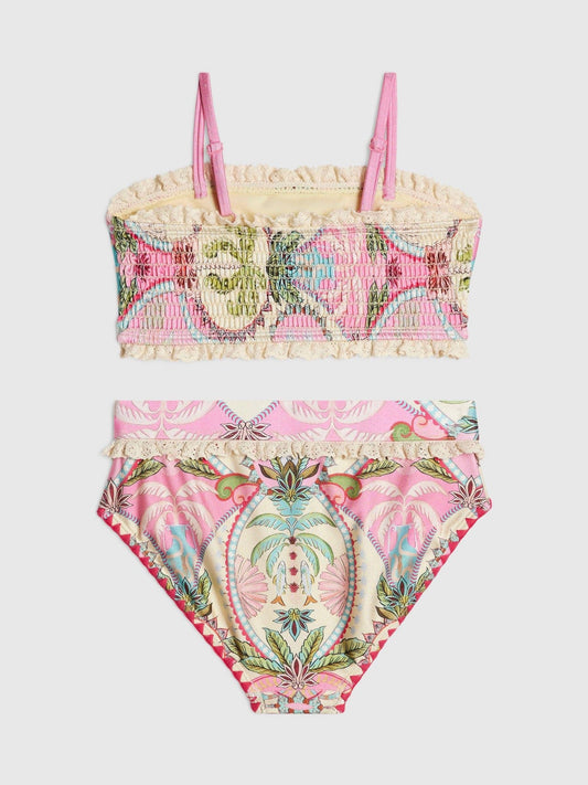 Dsiney Kidz - River Island Pink All Over Palm Print Square Neck Bikini image 2