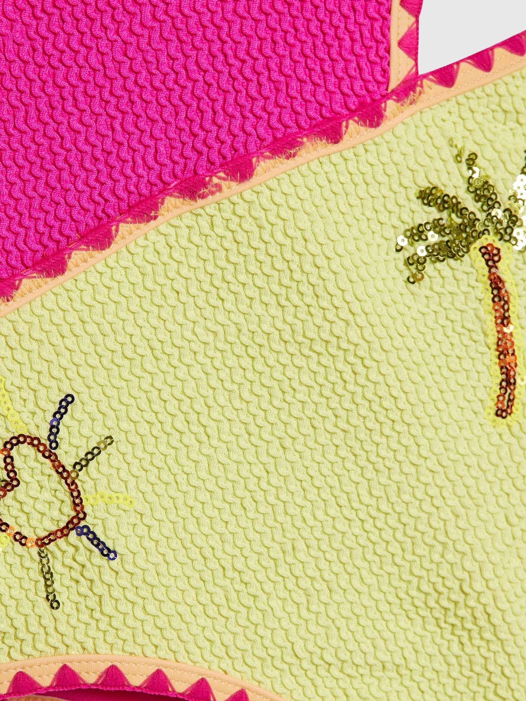 Dsiney Kidz - River Island Pink Embroidered Asymmetric Frill Swimsuit image 2