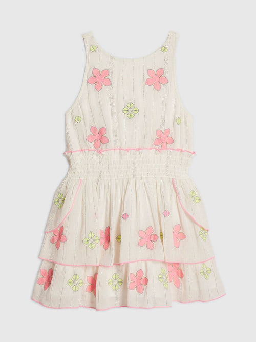 Dsiney Kidz - River Island White Neon Embrodiered Scallop Sun Dress image 1