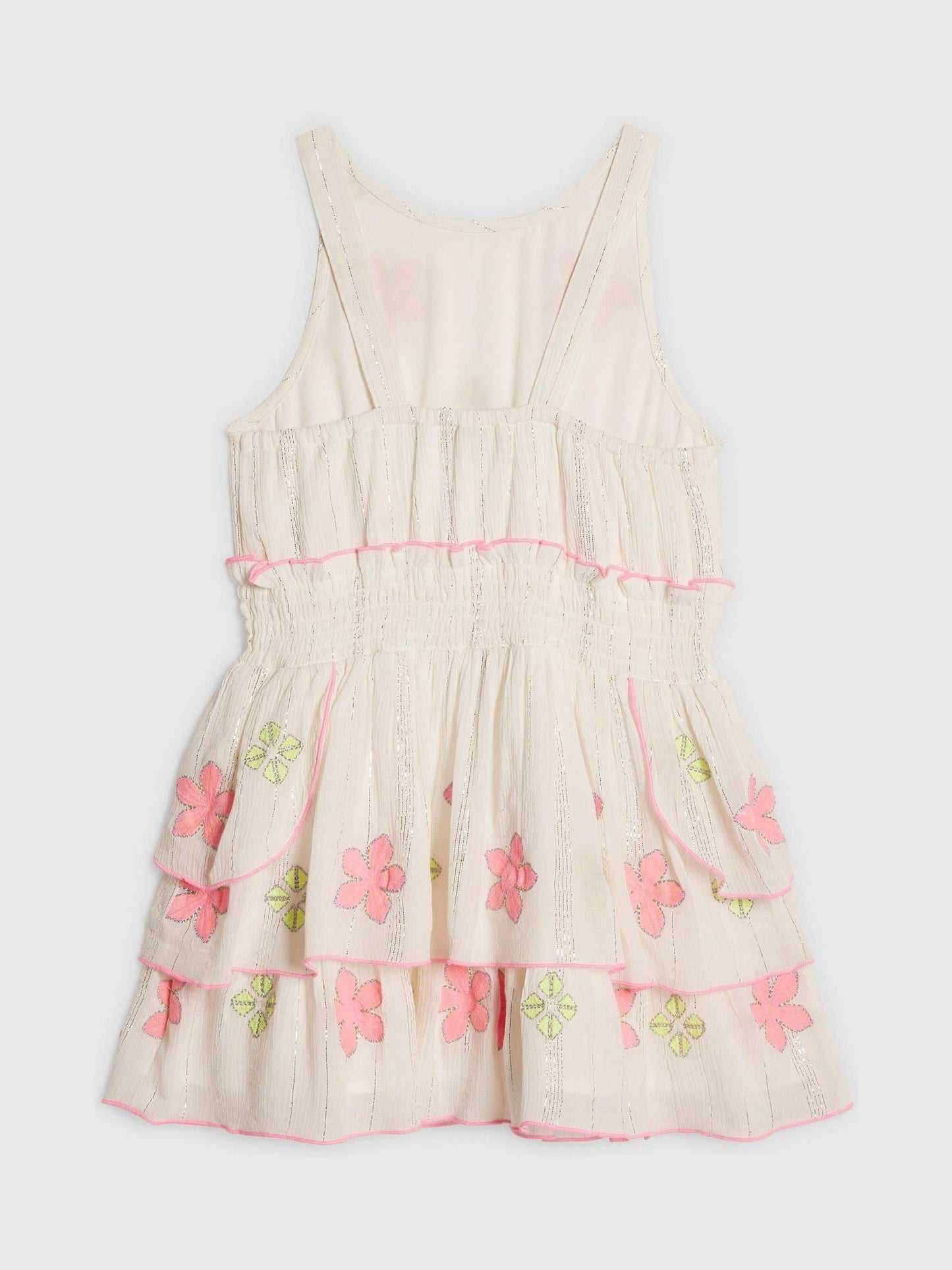 River Island White Neon Embrodiered Scallop Sun Dress image 2
