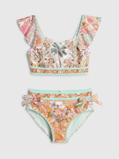 River Island Orange Del Maar Frill Bikini image 3