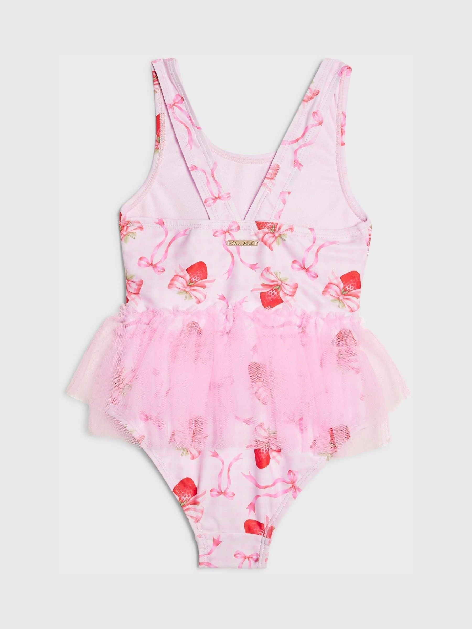 River Island Pink Strawberry Bow Tutu Swimsuit image 2