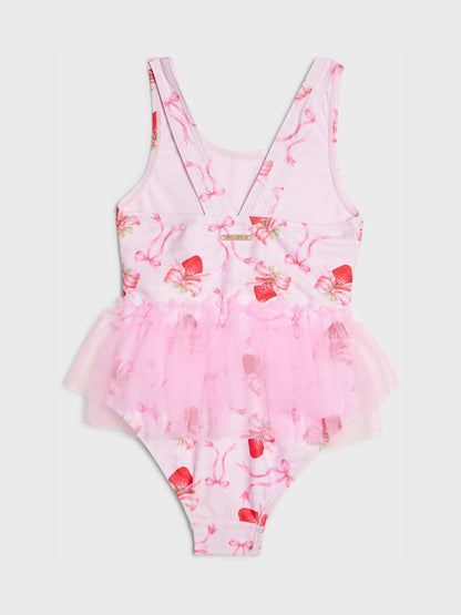 River Island Pink Strawberry Bow Tutu Swimsuit image 2