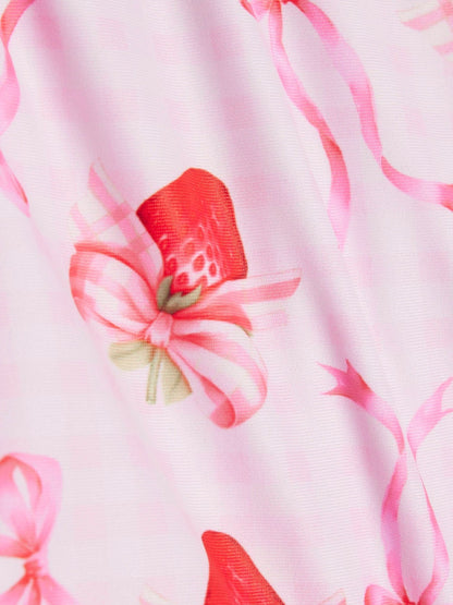 River Island Pink Strawberry Bow Tutu Swimsuit image 3