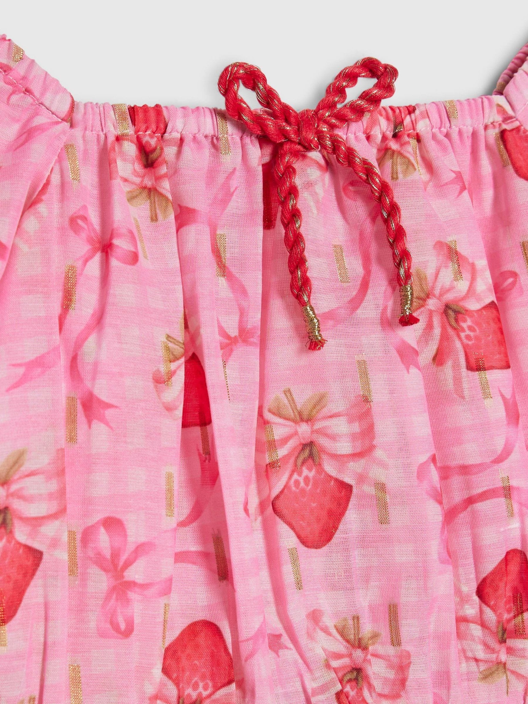 River Island Pink Strawberry Bow Frill Top & Rara Skirt Set image 3