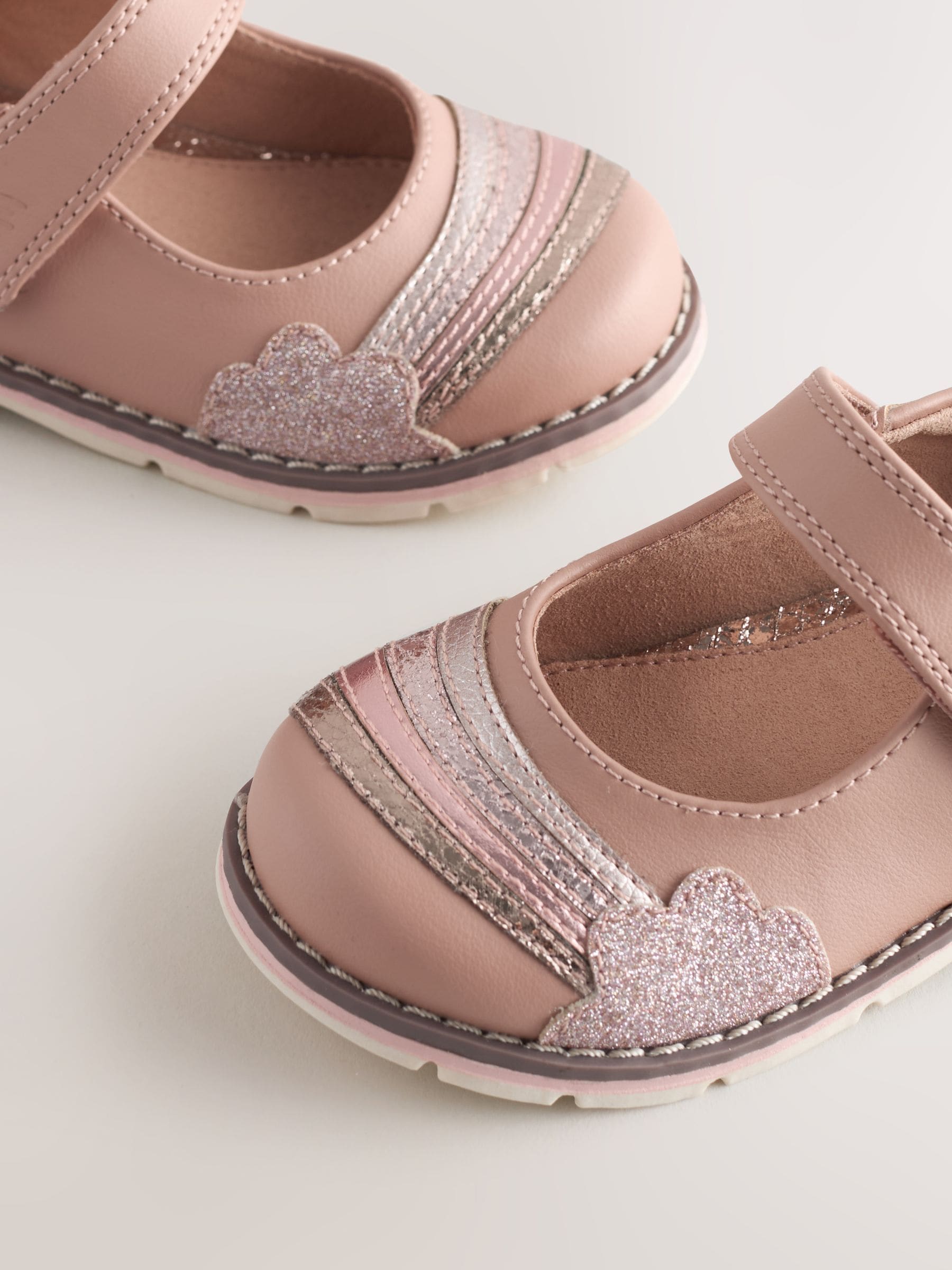 Pink Metallic Rainbow Mary Jane Touch Fastening Shoes image 5