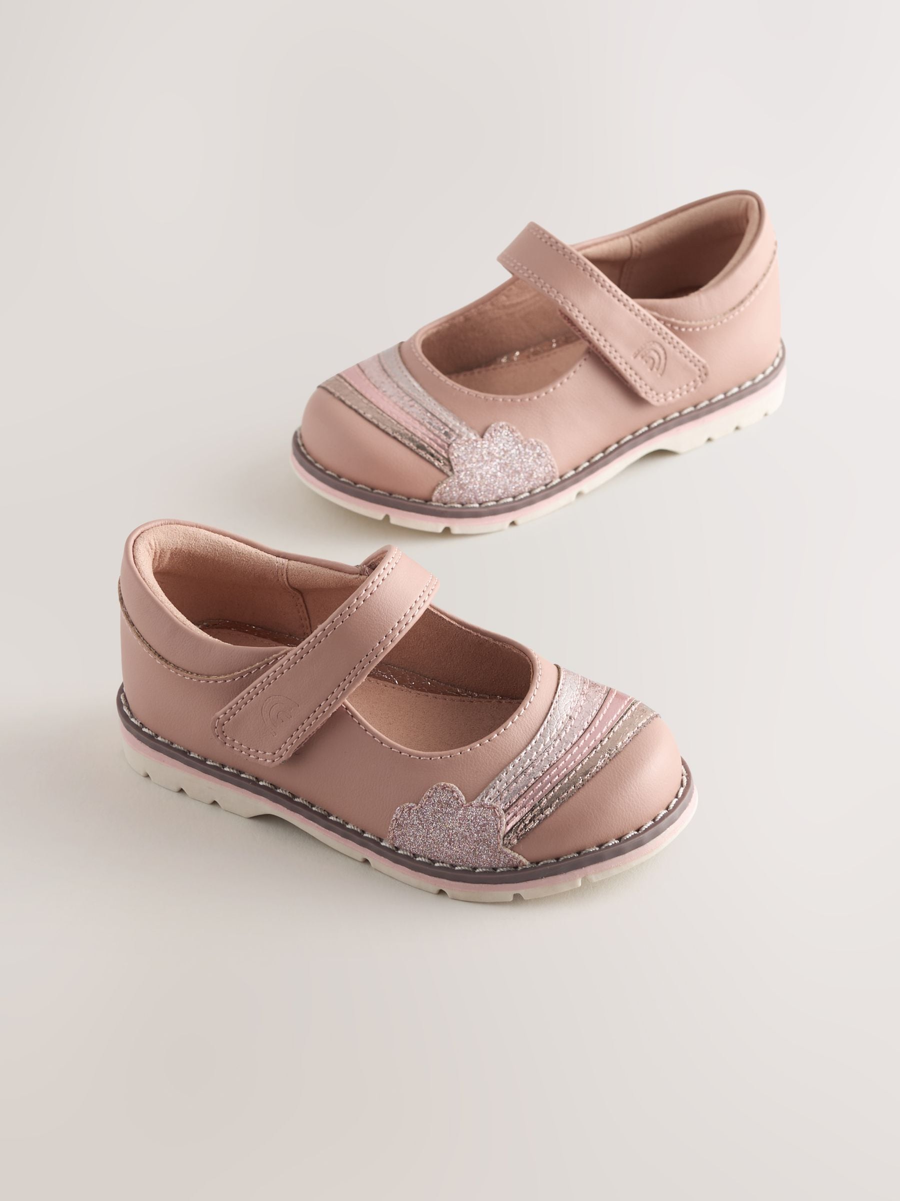 Pink Metallic Rainbow Mary Jane Touch Fastening Shoes image 1
