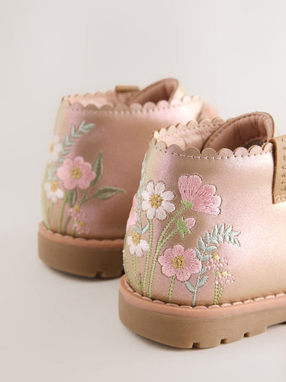 Pink Floral Lace Up Ankle Boots image 3