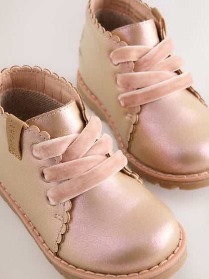 Pink Floral Lace Up Ankle Boots image 4