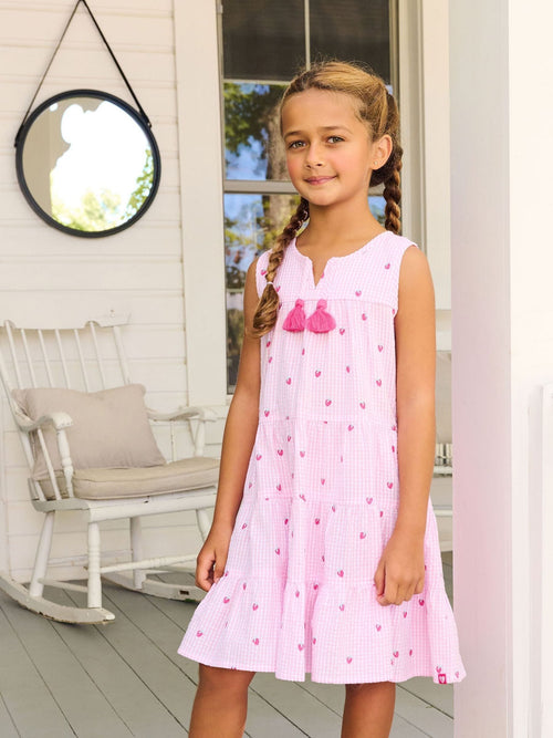 Dsiney Kidz - Hatley Pink Gingham Berries Layered Tiered Dress image 1