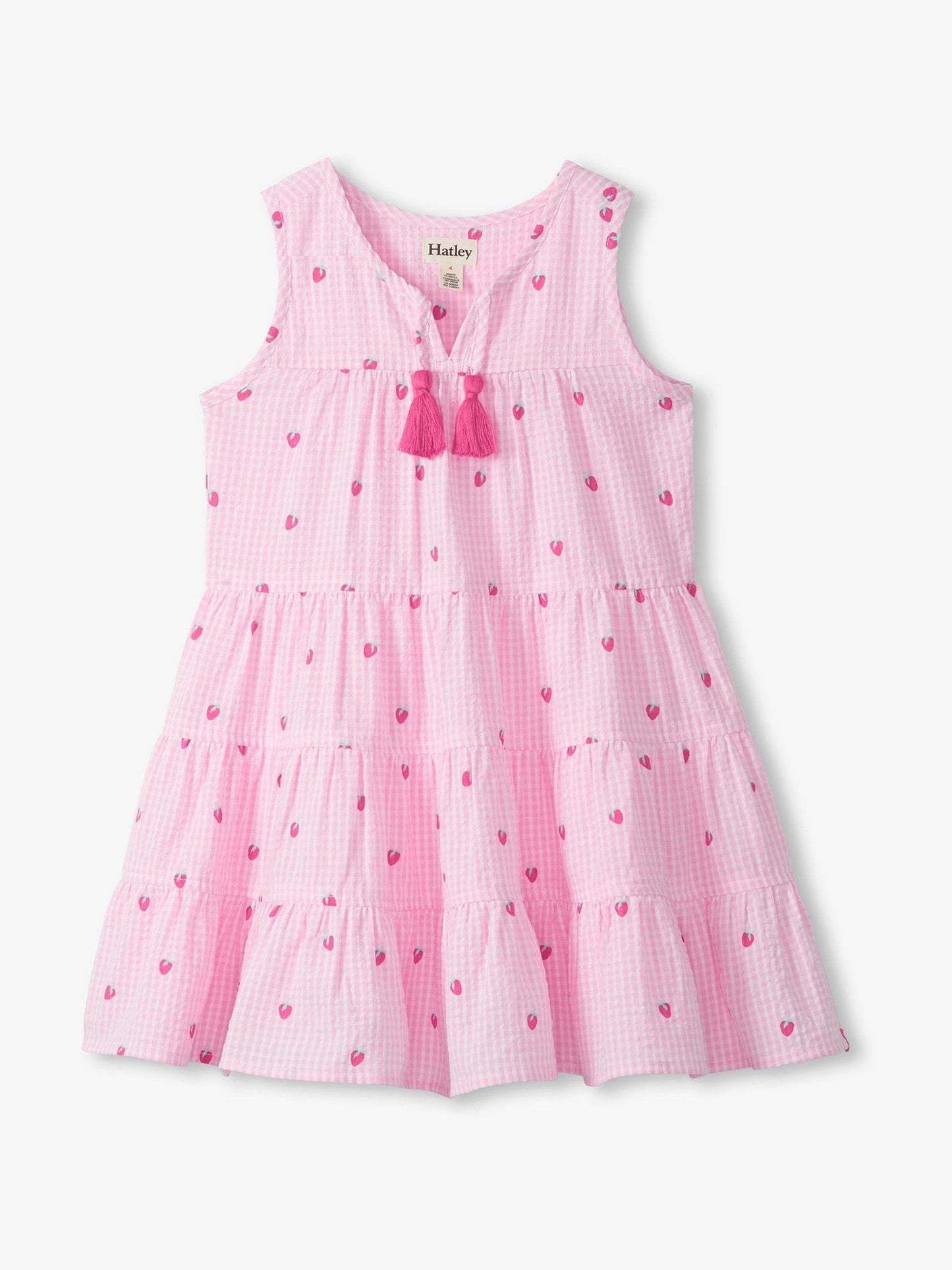 Hatley Pink Gingham Berries Layered Tiered Dress image 3