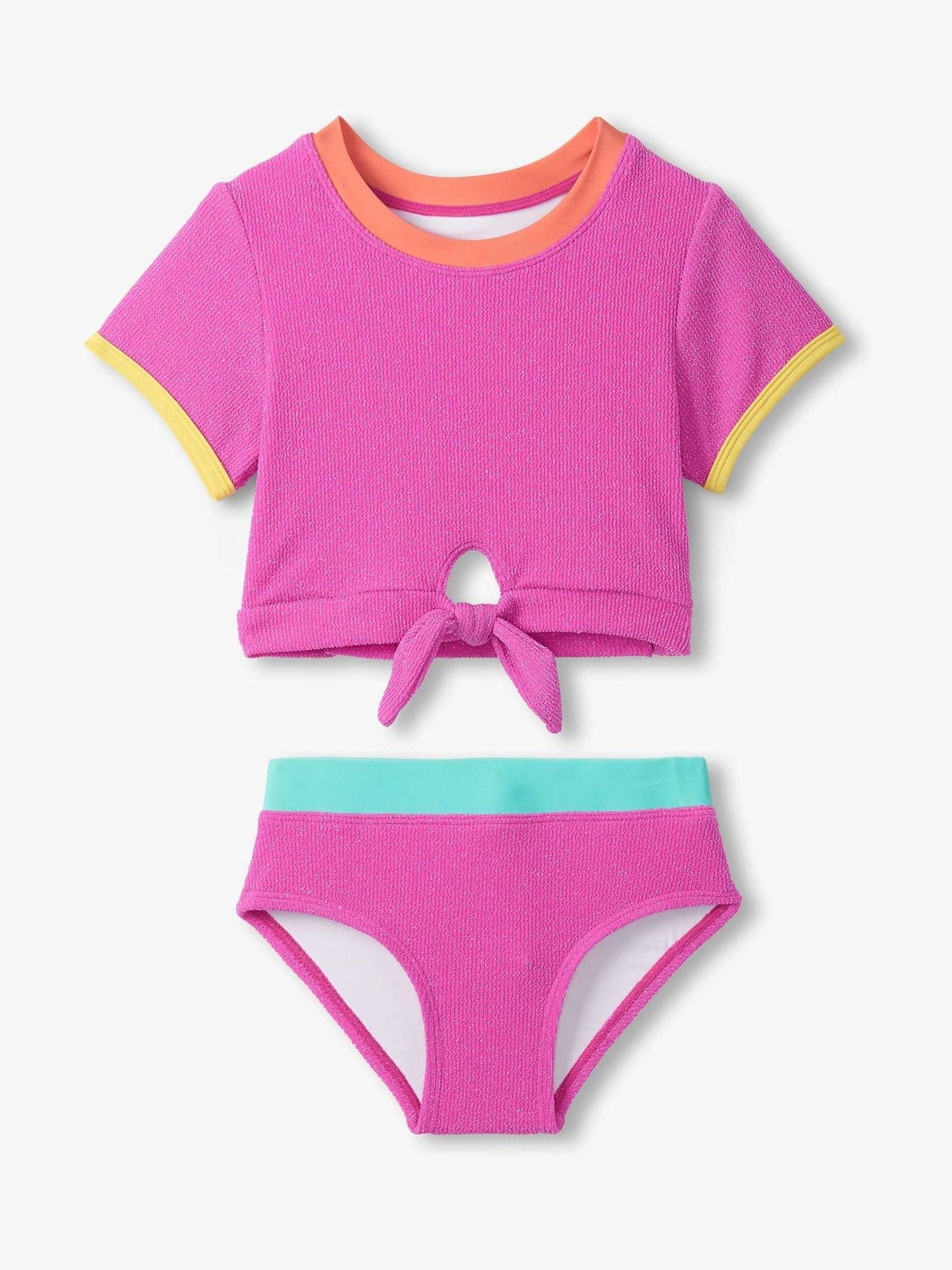 Hatley Pink Rose Violet Short Sleeve Tankini Set image 2