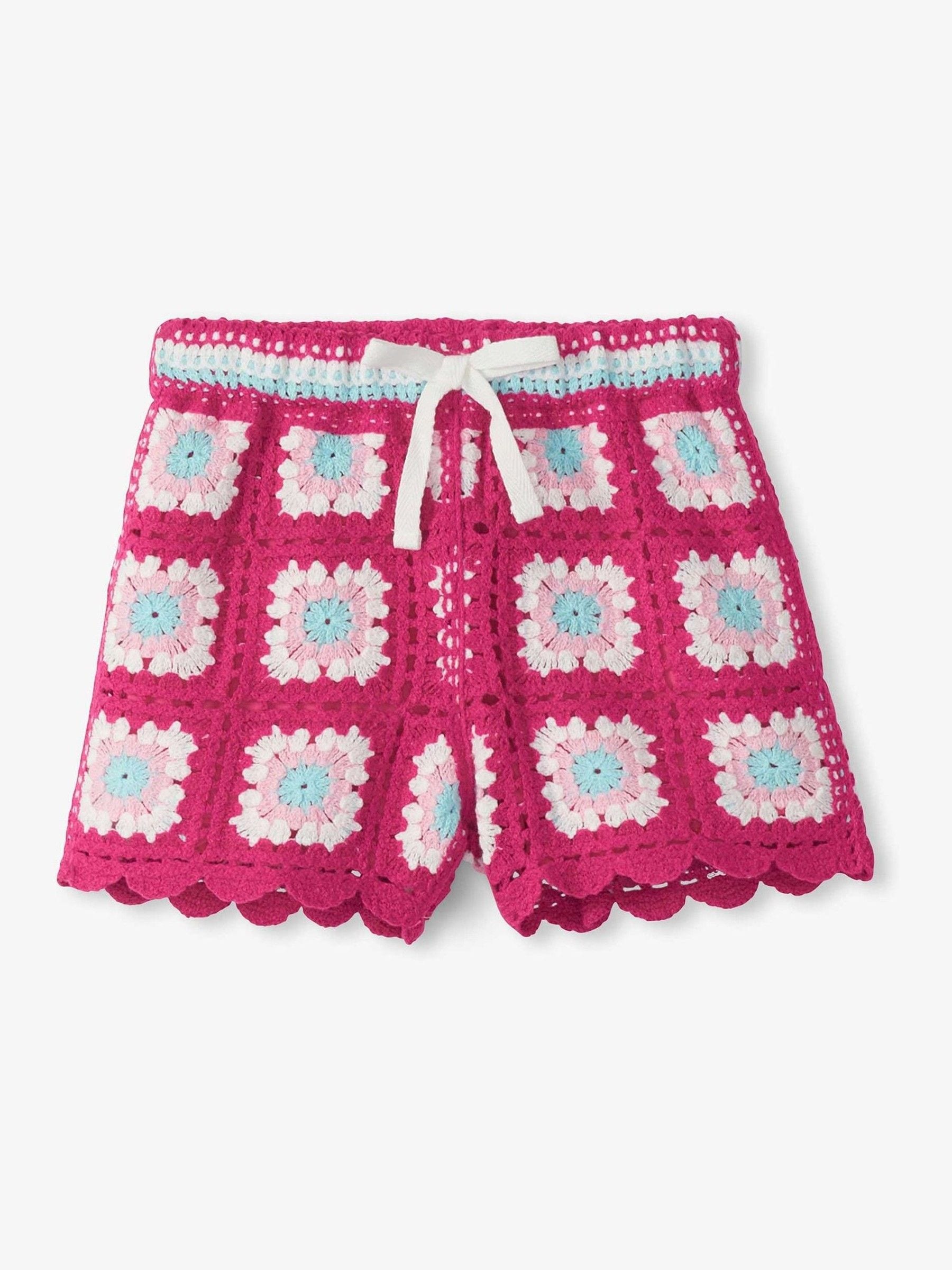 Hatley Pink Raspberry Rose Crochet Shorts image 2