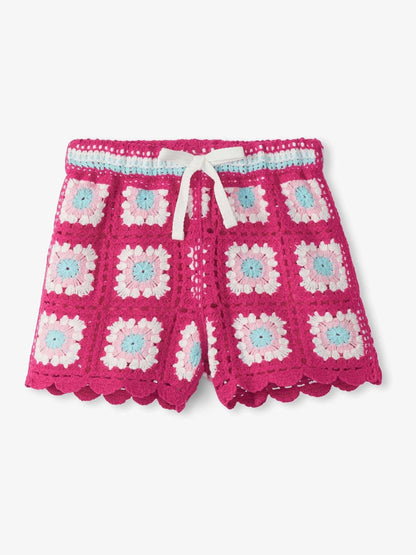 Hatley Pink Raspberry Rose Crochet Shorts image 2