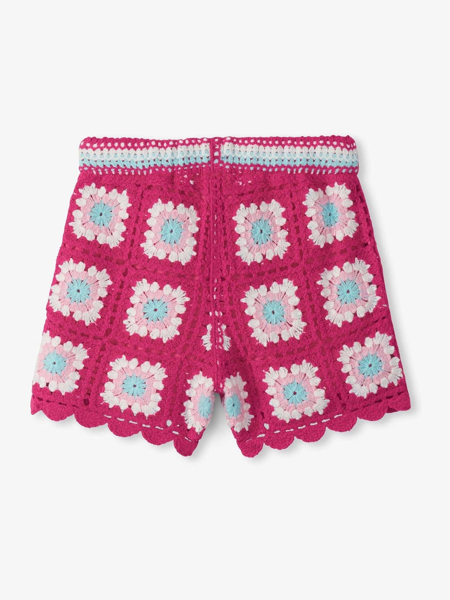 Hatley Pink Raspberry Rose Crochet Shorts image 3