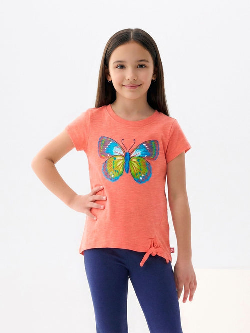 Hatley Orange Butterfly Tie Front T-Shirt image 1