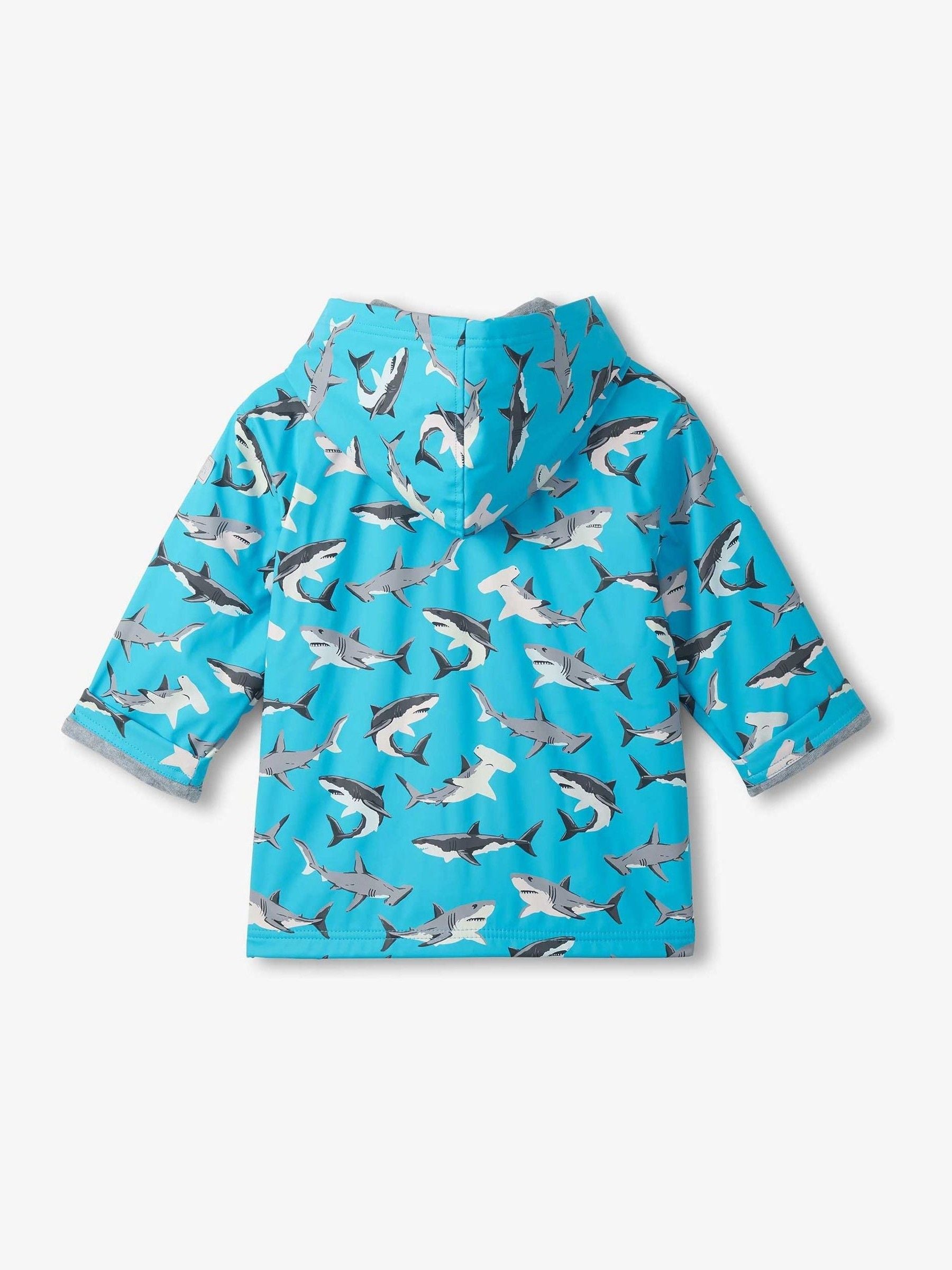Dsiney Kidz - Hatley Blue Shark Party Colour Change Zip-Up Rain Coat image 3