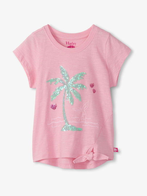 Hatley Pink Summer Palm Tie Front T-Shirt image 1