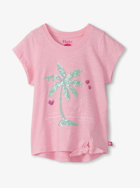 Hatley Pink Summer Palm Tie Front T-Shirt image 1