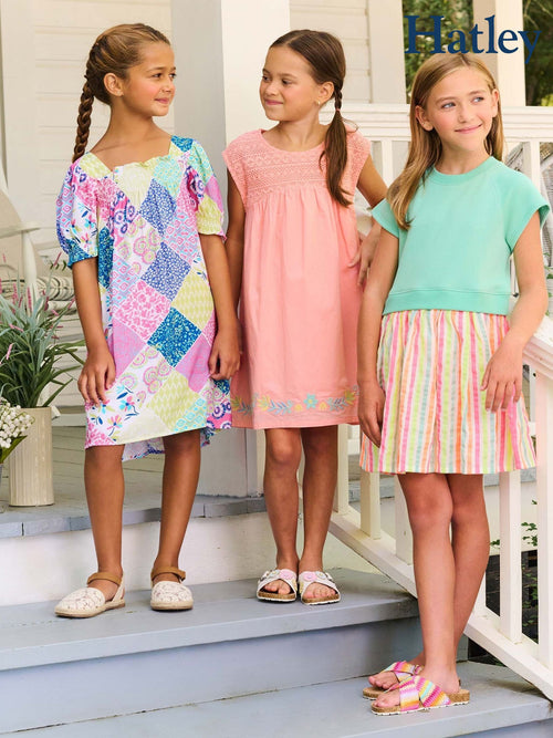 Hatley Pink Mix-Up Patch Work Smocked Dress image 1